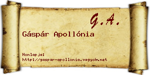 Gáspár Apollónia névjegykártya